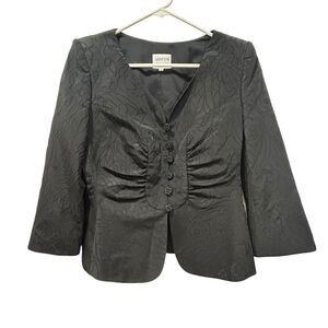 Armani Collezioni Antinea Blazer Vintage Size 10 Black Italy Embroidered Lined